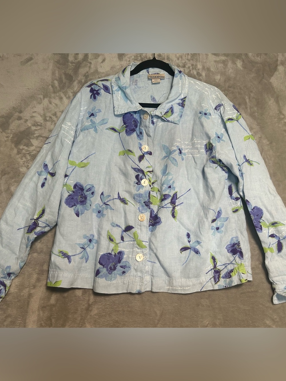 Garron Linen Button Down Top Women’s Small Blue Floral